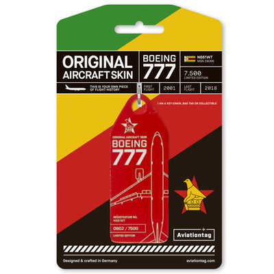 Aviationtag Boeing 777 N661WT Edition Backside Air Zimbabwe Red