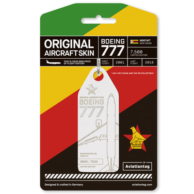 Aviationtag Boeing 777 N661WT Edition Backside Air Zimbabwe Weiss
