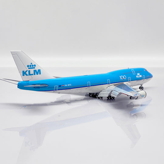 JC Wings X Aviationtag KLM Boeing 747 PH-BFG Aircraft Model Set 1:400 Flaps Down