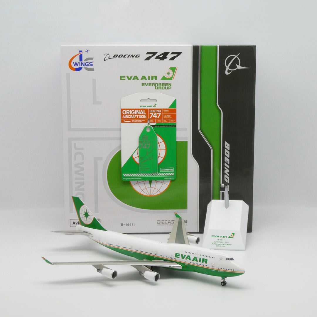 Aviationtag X JC Wings EVA Air Boeing 747 1:200 Aircraft Model Set