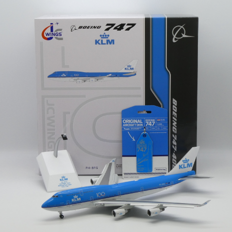 JC Wings X Aviationtag Bundle KLM "100" Boeing 747 1:200 Flaps Down